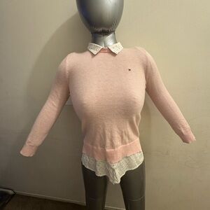 Tommy Hilfiger Light Pink Knit with Polka Dot Collar